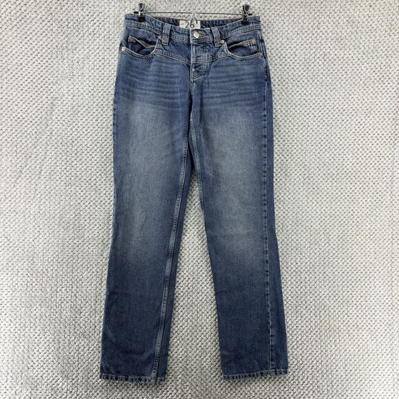 We The Free Jeans Women 26 Blue Medium Wash Straight Leg Mid Rise Button Fly - Picture 1 of 15